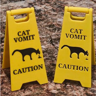 Cross-border New Cat Vomiting Warning Sign Decoration 3D Printing Ornaments Valentine's Day Prank Gift Desktop Ornaments