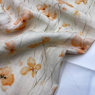 New Spring and Summer Line Floral Fabric Plant Retro Chinese Style Cotton Fabric Fashionable and Elegant Cheongsam Dress Fabric