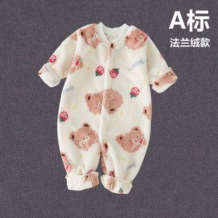 Baby Jumpsuit autumn and winter fleece-lined thickened warm boneless baby romper boys and girls romper winter one-piece delivery