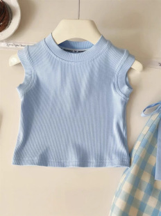 Korean Style Girls' 2025 Summer New Arrival suit Girls' Ice Silk Pants Two-Piece Summer Thin Fashionable Clothes