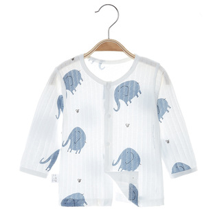 [Clearance] Baby Long Sleeve Top Thin Cardigan Summer Cotton Baby Clothes Underwear Single Air-conditioning Clothes