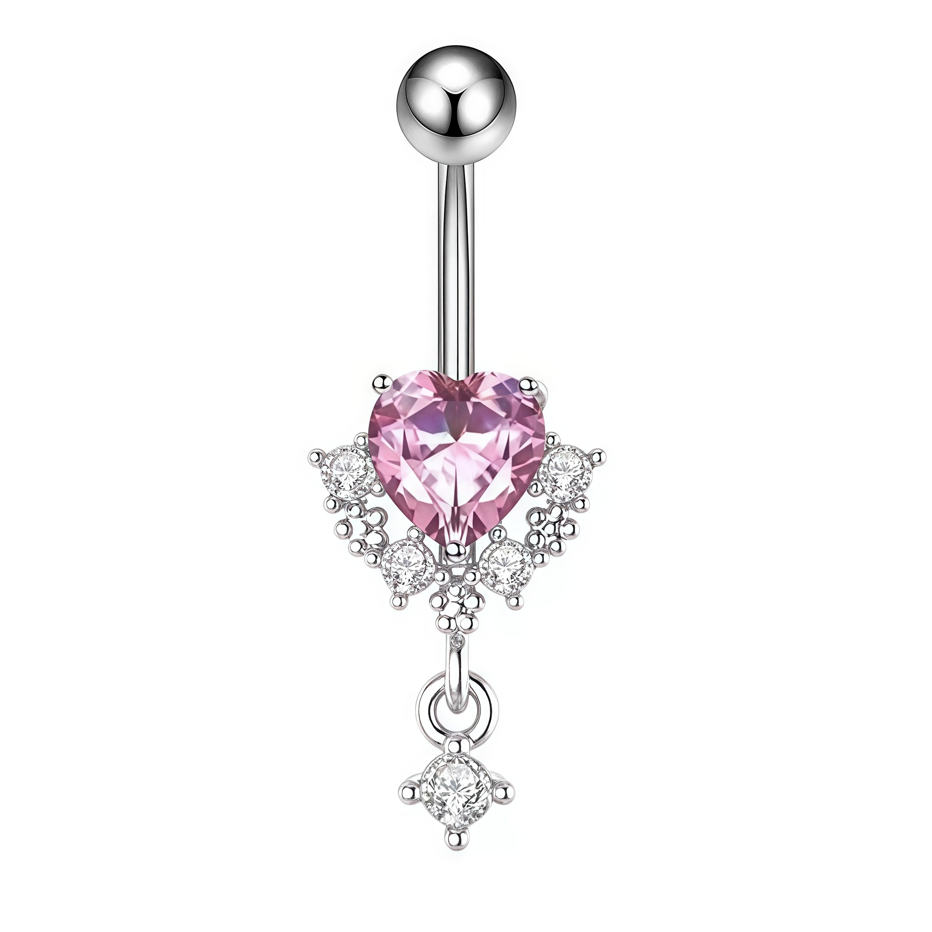 New Hot-Selling Pink Copper Inlaid Zircon Series Navel Nail Piercing Jewelry for Cross-Border Wholesale Amazon Aliexpress
