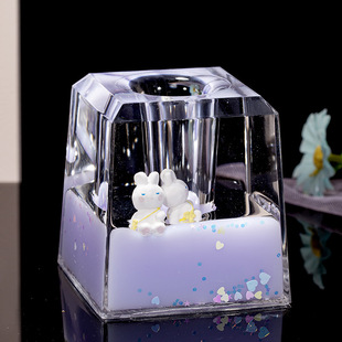 Internet celebrity style apple oil drop cartoon rabbit floating liquid hourglass children's birthday gift desktop decoration