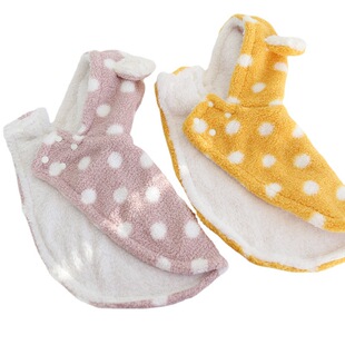 Petstyle polka dot Bear Cape nightgown autumn and winter thickened Cape method Dou Teddy pet clothes home clothes