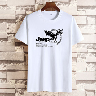 Jeep 2021 casual fashion printed short-sleeved men's T-shirt outdoor sports home daily bottoming shirt 8855