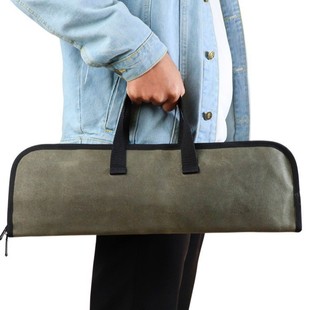 Portable zipper canvas outdoor picnic knife storage bag waterproof stainless steel knife set