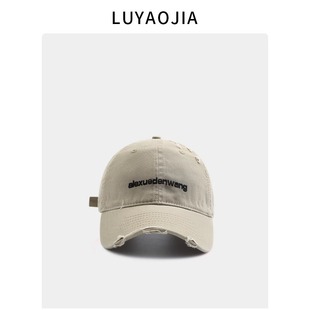 New style washed ripped distressed baseball cap female ins trendy personality soft top Korean style couple casual all-match peaked cap
