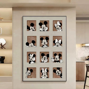 Mickey living room decorative painting modern minimalist Mickey Mouse sofa background wall painting cartoon floor painting porch mural