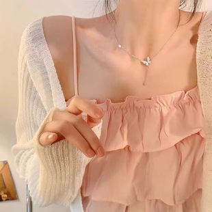 Light Luxury Butterfly Pearl Necklace Simple Personalized High-grade All-match Clavicle Chain Fresh Sweet Style Elegant Fashionable Necklace Chain
