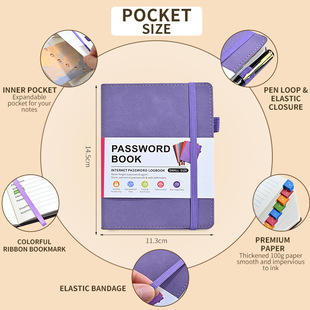 Cross-Border Exclusive Website Address Password Book with Letter Labels English Record A6 Strap Sheepskin Soft Surface Notepad