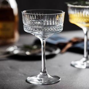 French Glass Tall Cocktail Cup Classical Carved Bartender Bar Martini Cup Special Drink Coffee Cup