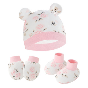 Foreign trade European and American newborn hat anti-scratch gloves foot cover baby hat baby hat newborn baby hat protective gloves