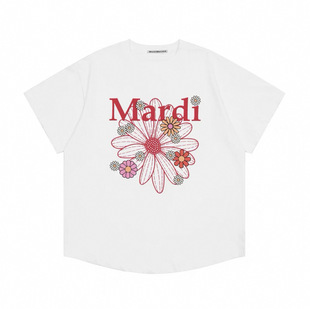 [genuine goods in stock] Mardi short sleeve three flowers small daisy dachshund dog gold high silver with South Korea tide brand T-shirt women