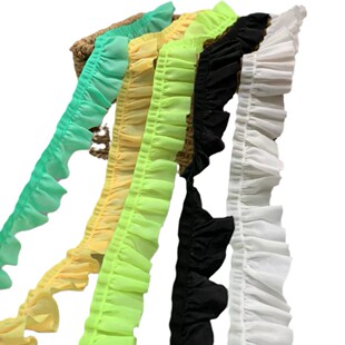 Customized Fungus Lace Colorfulful 2.5cm Elastic Elastic Band Ruffle Clothing Accessories Decoration Factory Direct Sales