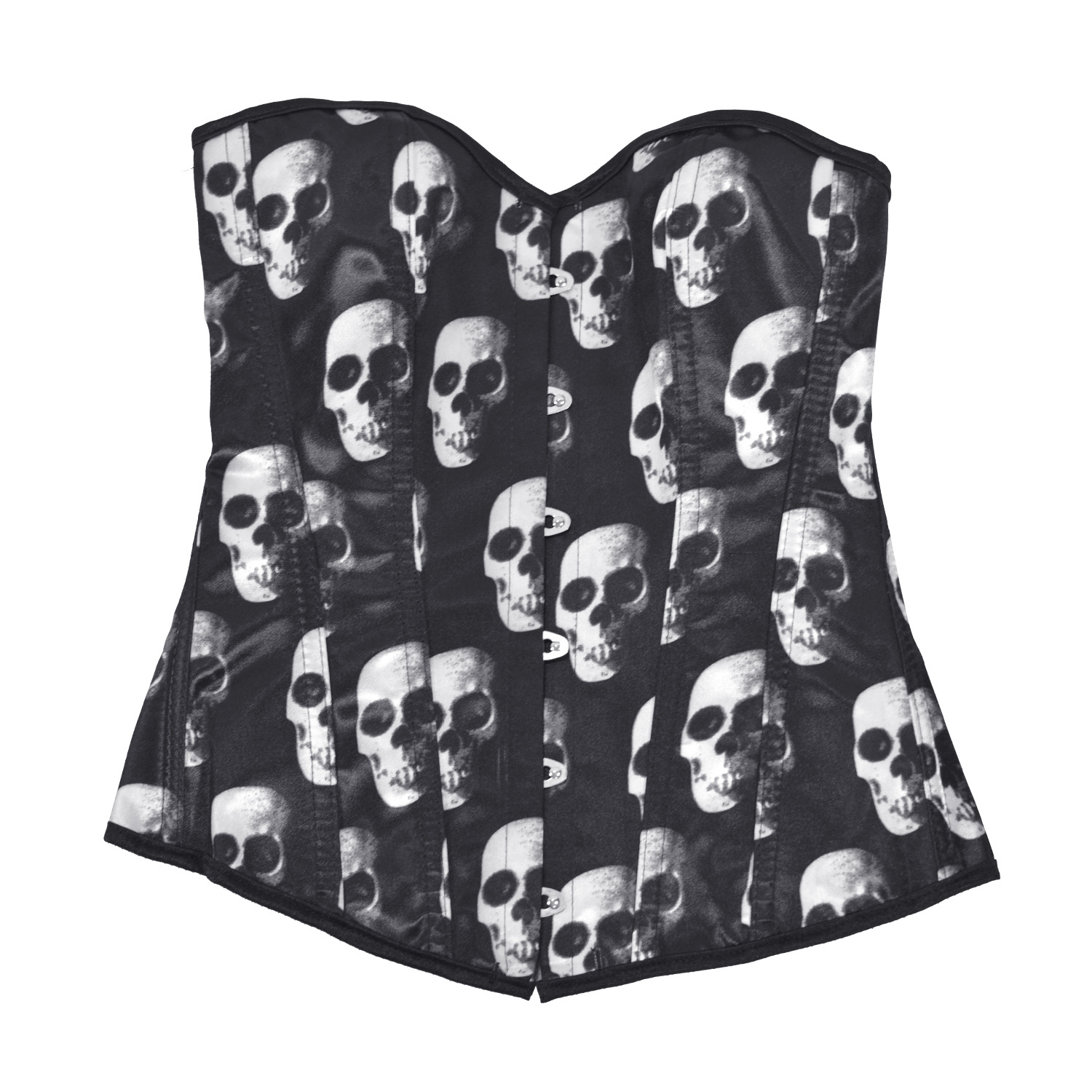 808-6 Buckle Skull Dark Corset Vest Halloween Strappy Slim Short Fishbone Vest Corset
