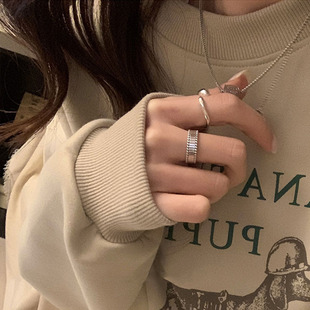 Niche design sterling silver irregular geometric ring 2025 new fashion personality food finger ring explosion personality