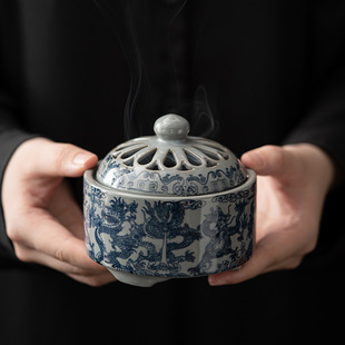 Blue and white incense burner incense seal burner incense burner incense burner incense burner household indoor sandalwood burner creative ornaments
