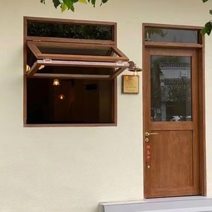 Solid wood up and down folding window clothing coffee shop door bar counter window net red French door entry door and window manufacturers