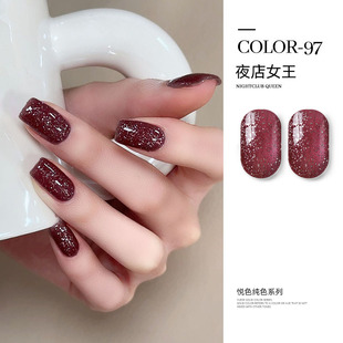 Baomandie phototherapy nail polish glue 2025 new spring and summer ice transparent nude color cherries black and white nail salon