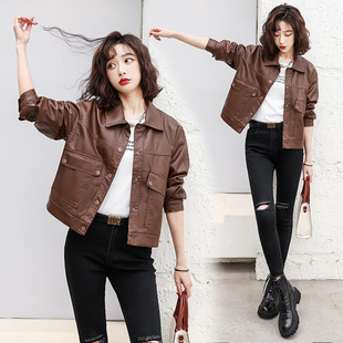 Haining Genuine Leather Women's 2024 New Style Elegant Short Lapel Leather All-match Age-reducing Women's Jacket