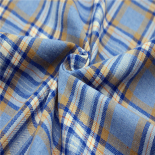 Yarn-dyed TC spun cotton fresh herringbone pattern single-sided sanding plaid fabric autumn and winter shirt children's clothing