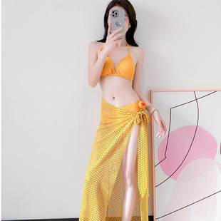 Bikini разделенные длинные юбки пляжный остров Купальный костюм женский бикини три комплекта сексуальный горячий источник летом