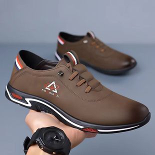 2024 spring new men's versatile casual leather shoes comfortable breathable slip-on versatile men's shoes