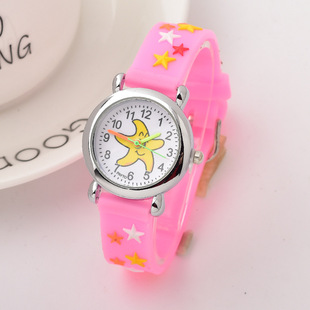 Children's cartoon star pattern watch 3D plastic tape primary school boys and girls gift watch factory wholesale