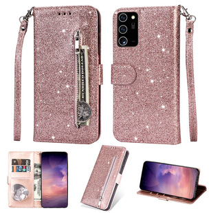 For Samsung Note20 Lanyard Glitter Zipper Bag Mobile Phone Case Note20 Ultra Flip Cover Protective Case