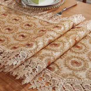 Cross-border European-style Lace Hollow Embroidered Long Table Runner Beautification Decorative Dining Table Coffee Table TV Cabinet Shoe Cabinet Bed Tail Flag