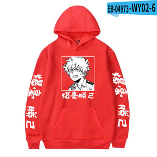 Cross-border 2021 New Products my hero College 2D printed fashion loose men's and women's hooded sweater