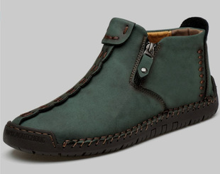 Amazon New Autumn High-top Leather Shoes Korean Breathable Men's Casual Doudou Driving Men's Shoes Retro Trendy Foreign Trade