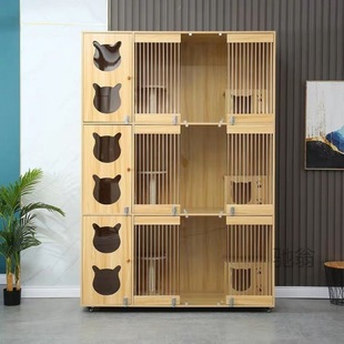 Foot f solid wood cat Villa cat cage cat cabinet cat breeding cage breeding cage Foster cage cat House apartment cat House