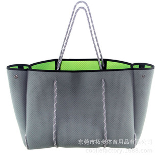 European and American Popular Diving Material Beach Bag Perforated Mother-In-Law Bag Customized Girls Fitness Swimming Satchel Shoulder Bag