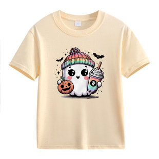 Children's Clothing Parent-Child Class Clothing Clothing Summer Solid Color Cute Graphic Printing Cotton Short-Sleeved T-Shirt Fixed Printing logo