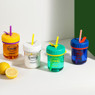 Water Cup Women's High-value Plastic Suction Cup Student Drop-resistant Cup Children's Baby Cartoon Cute Advertising Water Cup