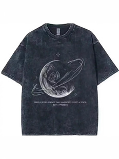 Summer Washed Old Cotton Short-sleeved T-shirt Men's Instagram Popular Brand Casual Loose American Retro Half-sleeved T-shirt