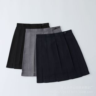 2023 Japanese jk Uniform Solid Color Box Pleated Skirt Black Grey Blue Joker Skirt School for Students