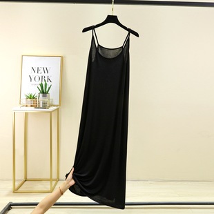 Modal Strap dress Women's Summer Solid Color Sleeveless plus size Loose Long Casual Base Strap Skirt