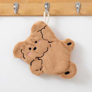 2024 New Coral Fleece Cute Cartoon Hanging Towel Kitchen Toilet Rag Absorbent Children's Small Towel