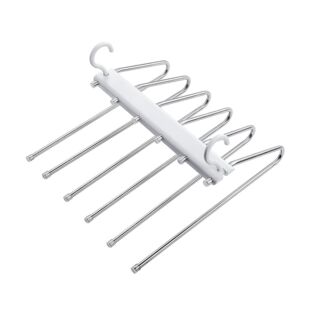 Stainless Steel Foldable Multifunctional Seamless Anti-slip Clothes Rack Household Wardrobe Multi-layer Clothes Hanger Pants Rack