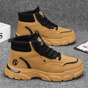 High-top Martin Boots Men's Shoes Autumn New Breathable Workwear Shoes Men's Korean-style All-match British-style Thick Bottom Short Boots