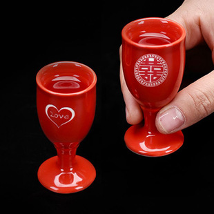 Ceramic White wine glass traditional handmade wedding goblet household spirits small size one Cup wedding happy red wine