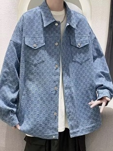Denim coat men's spring and autumn trendy loose handsome long-sleeved top Korean casual all-matching student Ruan handsome jacket