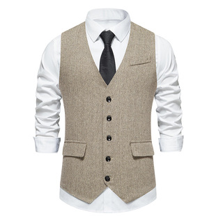 2023 cross-border autumn and winter New Amazon European size retro single-breasted vest men's fashion trendy suit vest