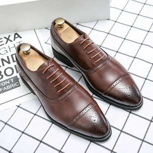 Amazon Pointed British Style Leather Shoes Cross-border New Hairstyle Loafers Office Casual Leather Shoes Men's Wedding Shoes