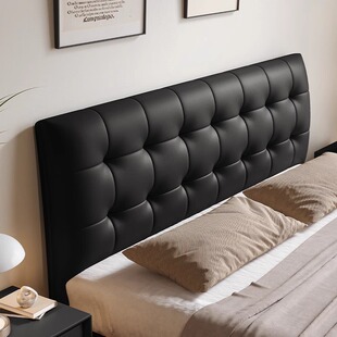 Minimalist suspension bed Italian-style light luxury real leather bed master bedroom black 2023 new modern simple small apartment bed