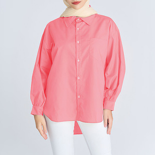 Cross-border 26 Solid Color Jacket European and American Pocket Decoration Women's Basic Long Sleeve Shirt for Women on Sale