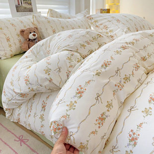Girl's Heart French Pastoral Style Combed Cotton 100% Cotton Quilt Cover Single Piece Small Floral Fresh Cotton Single Quilt Cover