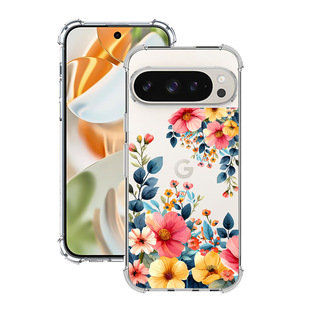 Прозрачный анти-падение TPU защитный чехол окрашенный цветок для Google Google pixel 9 pro чехол для телефона